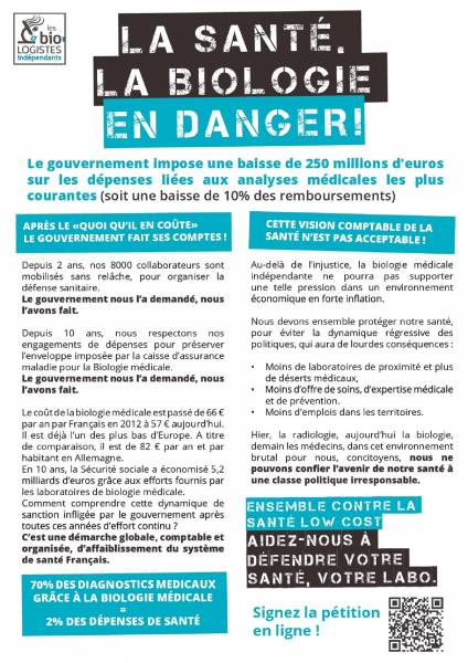 LA SANTE. LA BIOLOGIE EN DANGER!